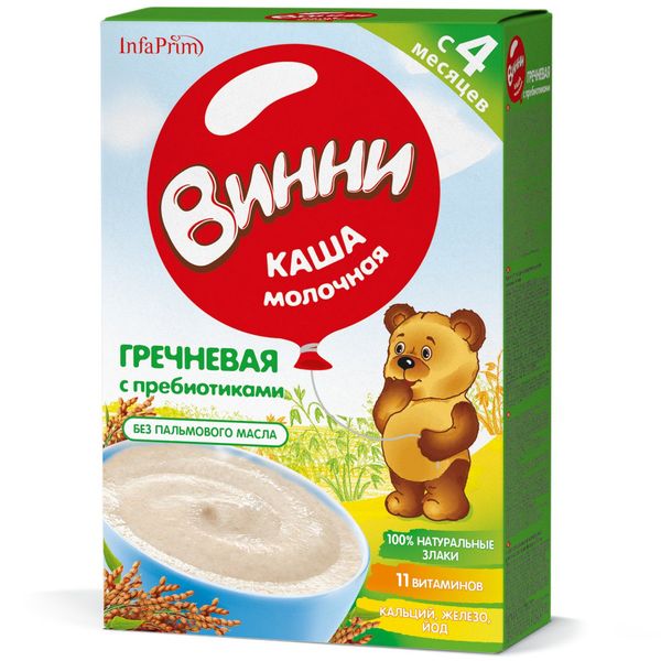 Каша молочная гречневая-пребиотик 4+мес Винни 220г