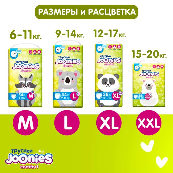 Joonies comfort подгузники-трусики, размер L (9-14 кг), 44 шт. фото №5