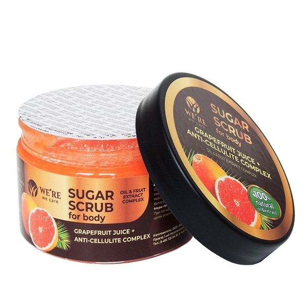 Сахарный скраб для тела grapefruit juice+anti-celite complex We're we care 250мл фото №4