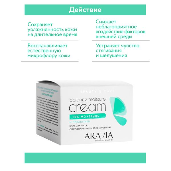 Крем для лица суперувлажнение и восстан-ие с мочевиной и пребиотиками Balance M Aravia Professional/ Аравия фото №3