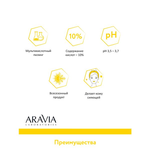 Пилинг для сияния кожи с комплексом кислот 10% Aravia Laboratories 50мл фото №2