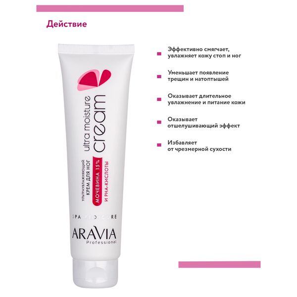 Крем для ног ультраувлажняющий с мочевиной 15% и Pha-кислотами Aravia Professional/Аравия 100мл фото №3