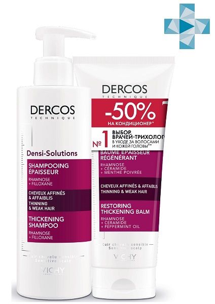 Набор Шампунь уплот.+Бальзам уплот. восс. ослабл.волос Dercos Densi-Solutions Vichy/Виши 250мл+200мл