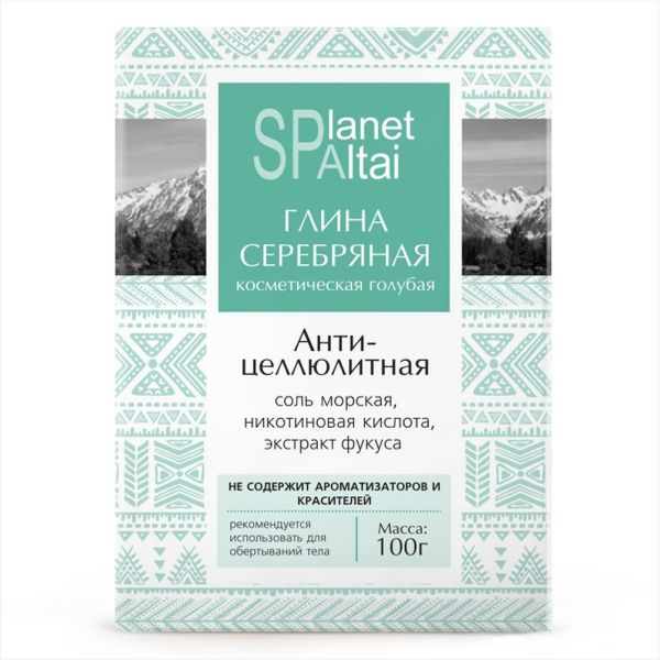 Глина голубая серебряная антицеллюлитная planet spa altai 100г.