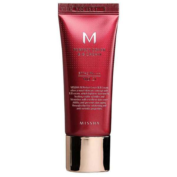 Крем тональный SPF42/PA+++ M Perfect cover Missha 20мл тон 21 Light beige фото №2