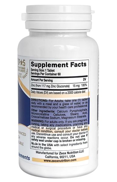 Цинк Zeox Nutrition таблетки 15мг 60шт фото №2