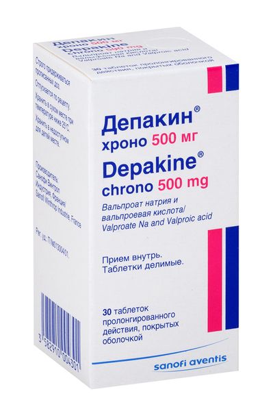 Депакин Хроно таблетки п/о плен. пролонгированного действия 500мг 30шт