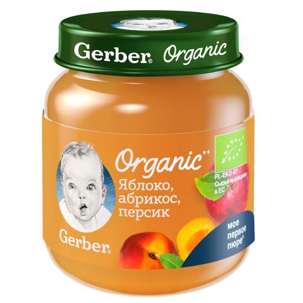 Пюре органическое яблоко, персик и абрикос Gerber/Гербер 125г