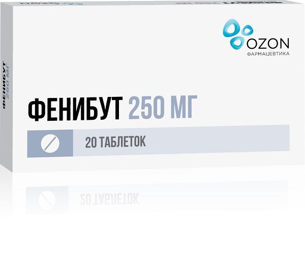 Фенибут таблетки 250мг 20шт