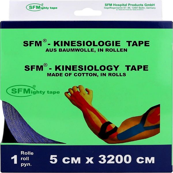 Тейп кинезиологический на хлопковой основе в рулоне синий SFM-Plaster 5см х 3200см фото №4
