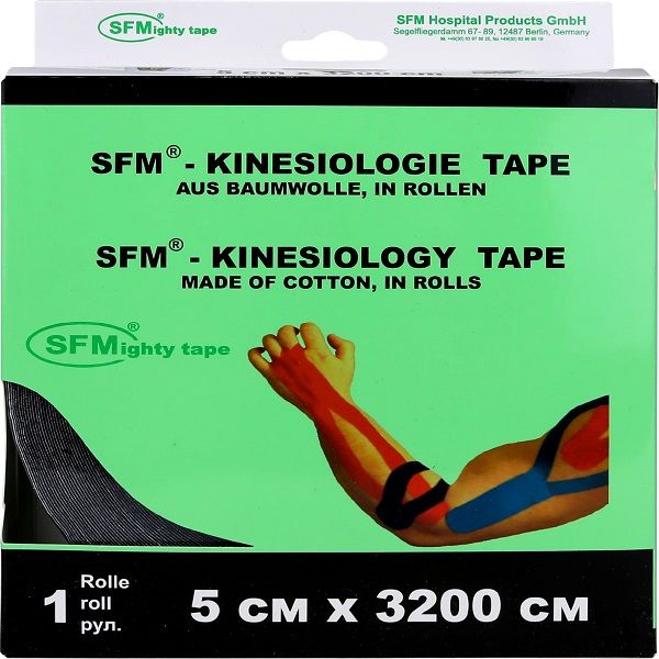 Тейп кинезиологический на хлопковой основе в рулоне черный SFM-Plaster 5см х 3200см фото №3