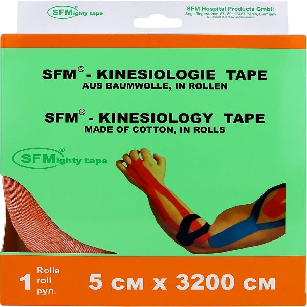 Тейп кинезиологический на хлопковой основе в рулоне оранжевый SFM-Plaster 5см х 3200см фото №3