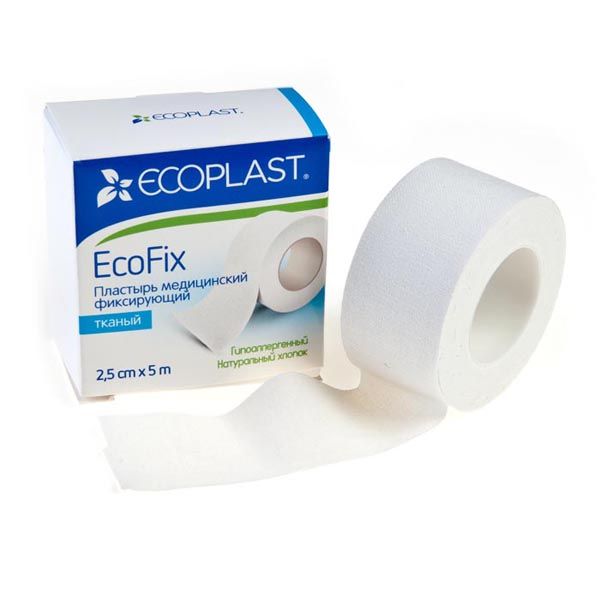 Пластырь фиксирующий тканый ЭкоФикс Ecoplast/Экопласт 2,5см х 5м фото №2