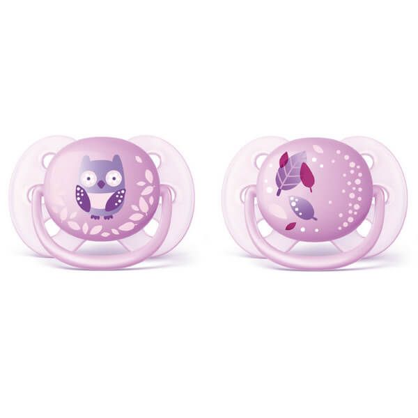 Пустышка силиконовая для девочек 0-6 мес. Ultrasoft Philips Avent 2шт фото №2