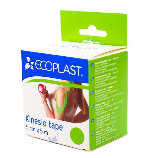 Тейп кинезио зеленый Ecoplast/Экопласт 5см х 5м фото №5