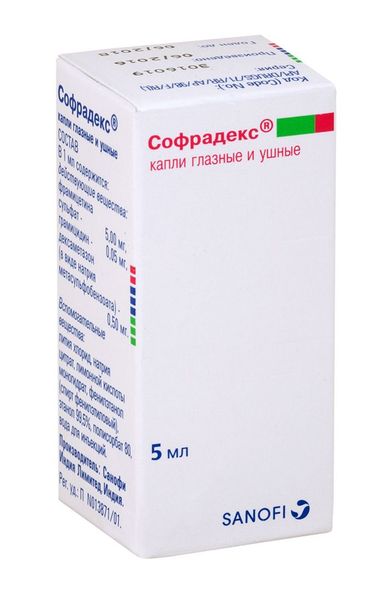 Софрадекс капли глазные и ушные 5мл