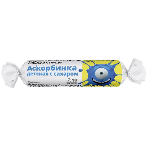 Аскорбинка детская с сахаром Vitateka/Витатека таблетки 20мг 2,9г 10шт Аскорбинка детская с сахаром Vitateka/Витатека таблетки 20мг 2,9г 10шт