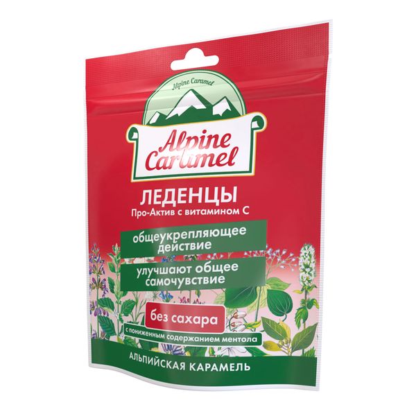 Альпийская карамель с витамином С без сахара Про-Актив Alpine Caramel леденцы пак. 75г фото №4
