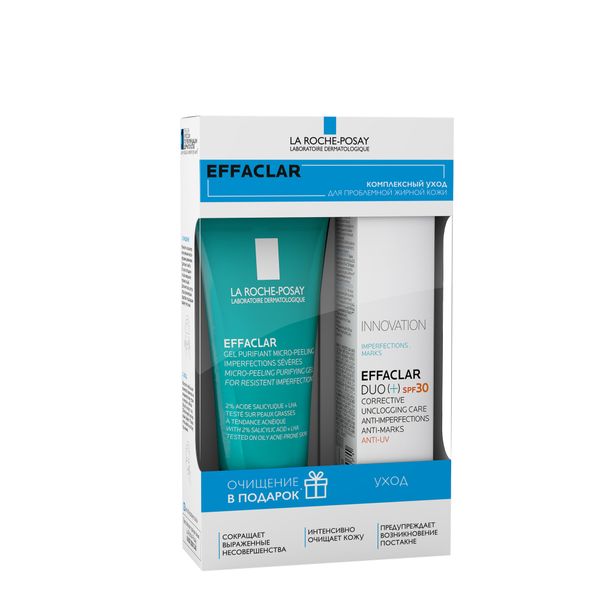Набор Effaclar La Roche Posay/Ля рош позе: Крем-гель для проблемной жирной кожи SPF30 Duo+ фл. 40мл+Гель очищающий туба 50мл фото №2