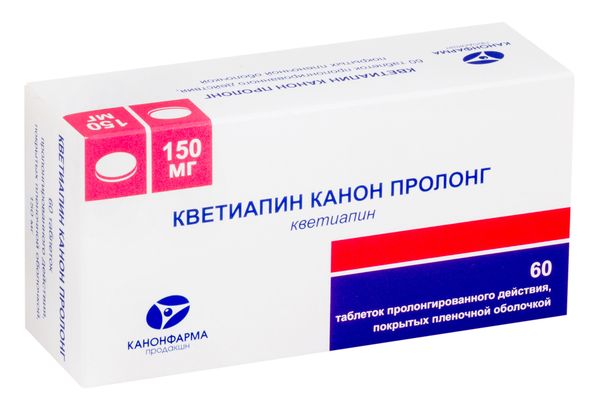 Кветиапин Пролонг Канон таблетки пролонгированного действия п/о плен. 150мг 60шт