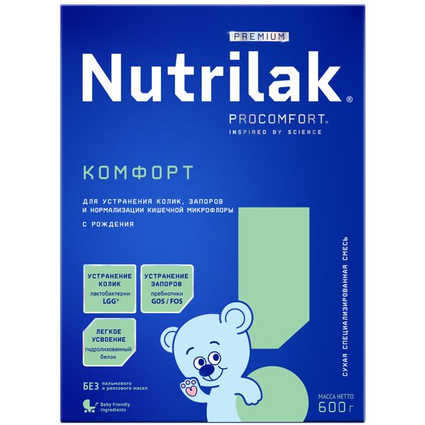 Смесь сухая специализированная для детей 0-12 мес. Комфорт Premium Nutrilak/Нутрилак пачка 600г