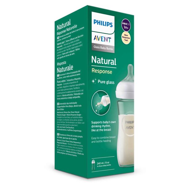 Бутылочка из стекла с силиконовой соской средний поток с 1 мес. Anti-colic Natural Response Philips Avent 240мл (SCY933/01) фото №2