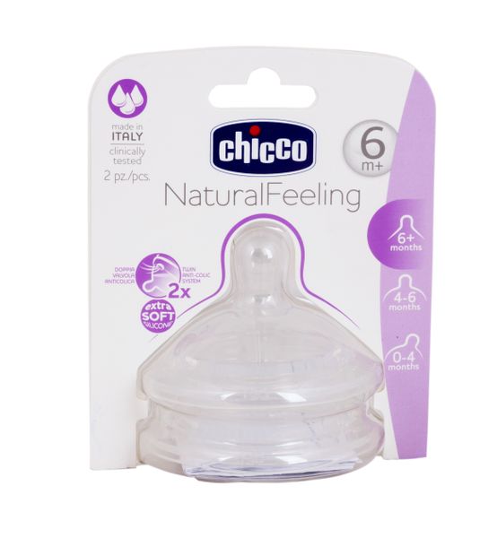 Соска силиконовая быстрый поток от 6 мес. Natural Feeling Chicco/Чикко 2шт
