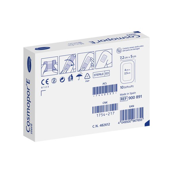Повязка стерильная пластырного типа Cosmopor E/Космопор Е 7,2х5см 10шт фото №5