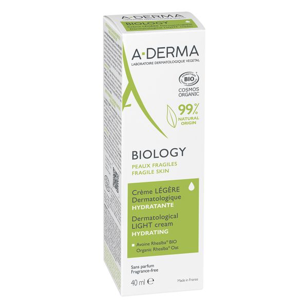 Крем для хрупкой кожи лица и шеи увлажняющий легкий Biology A-derma/А-дерма туба 40мл фото №2