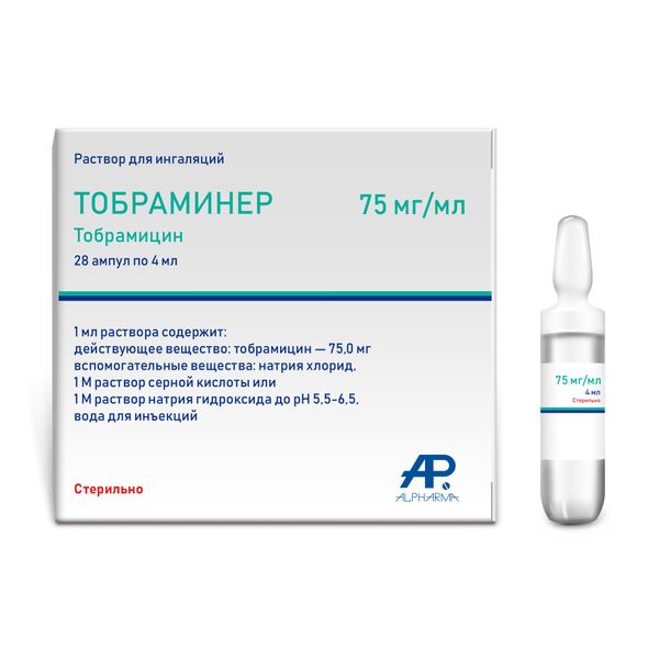 Тобраминер раствор для ингаляций амп. 75мг/мл 4мл 28шт