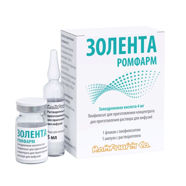 Золента Ромфарм лиофилизат для приг. концентрата для приг. раствора для инфузий 4мг+Вода для инъекций 5мл фото №3