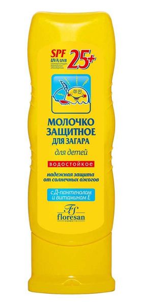 Молочко для загара защитное для детей водостойкое SPF25+ Floresan/Флоресан 125мл