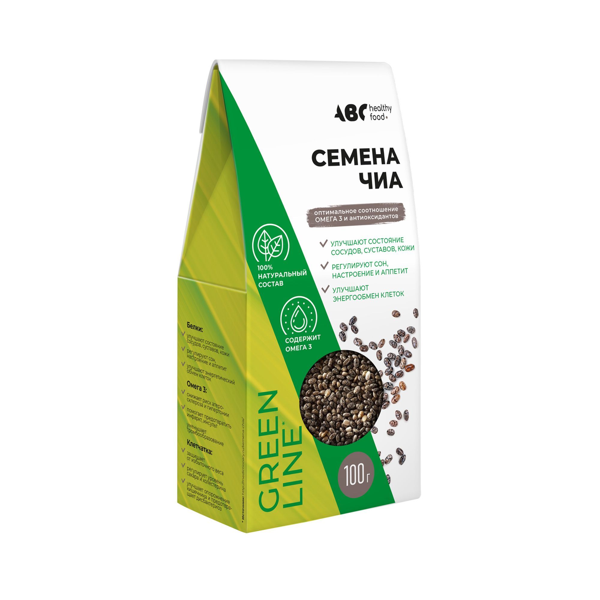 Изображение товара Семена чиа ABC Healthy Food 100 г источник Омега 3 клетчатки для здоровья