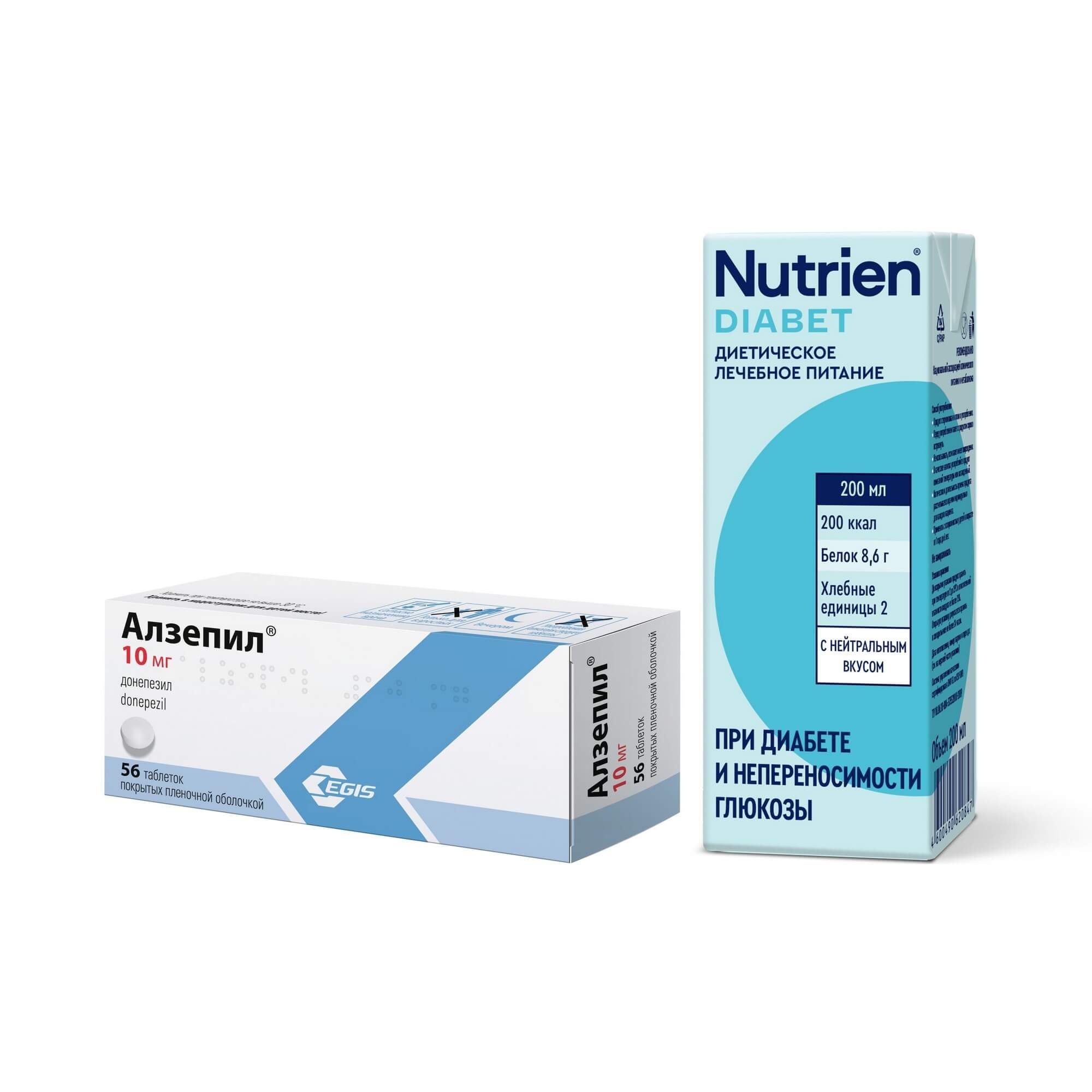 Изображение товара Алзепил 10 мг 56 таблеток + Диетическое питание нейтральный вкус 200 мл