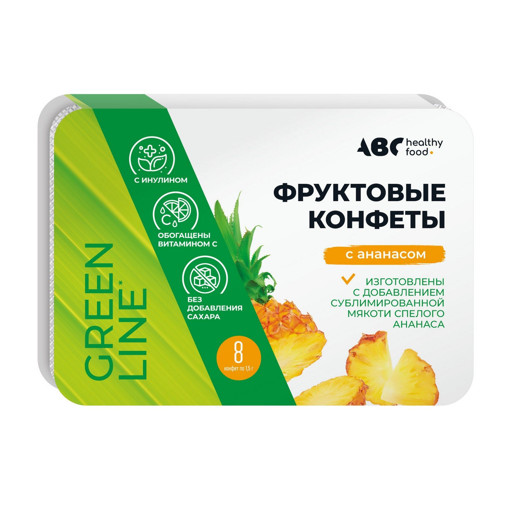 Изображение товара Конфета фруктовая мякоть ананас ABC Healthy Food 12г