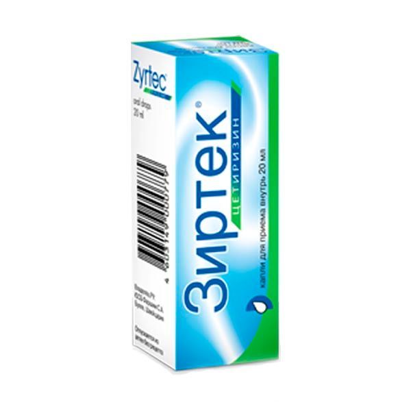 Изображение товара Зиртек капли 10мг/мл, 20мл, противоаллергическое средство для взрослых и детей