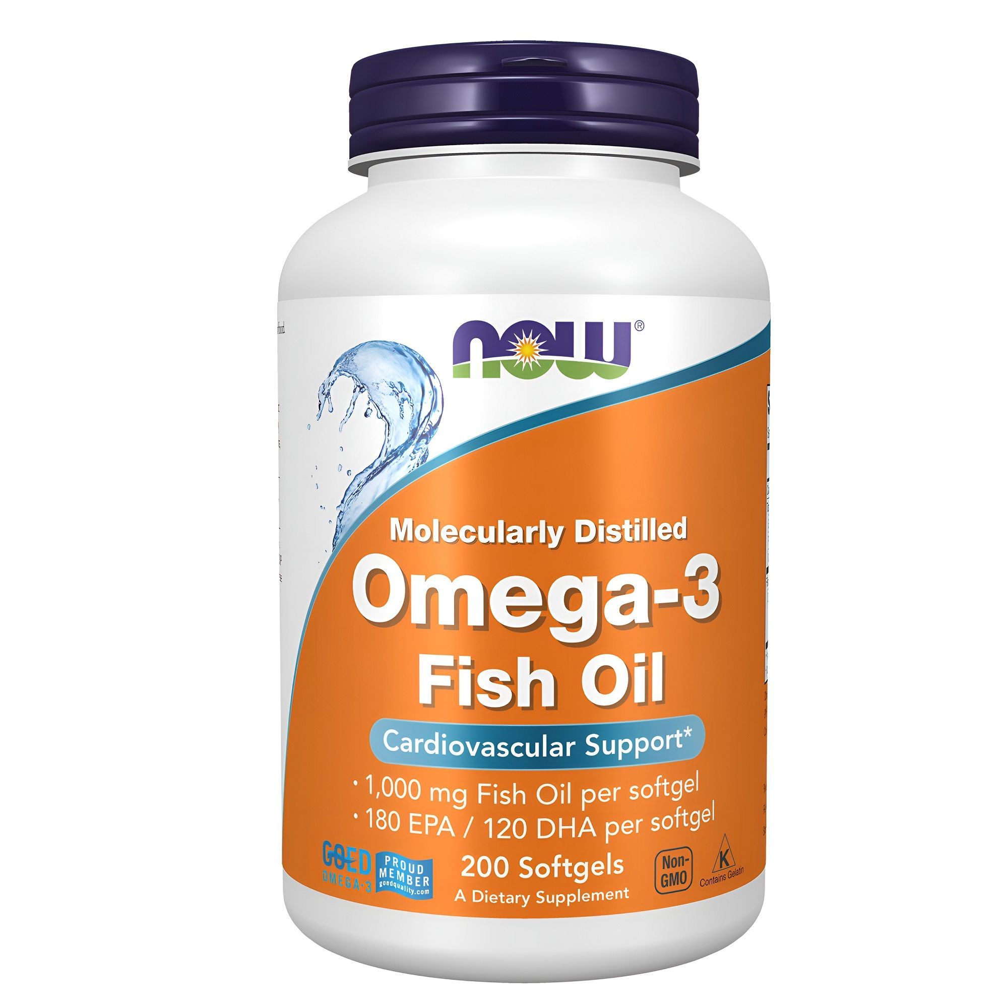 Изображение товара NOW Омега-3 капсулы 1000мг 200шт для сердца и мозга