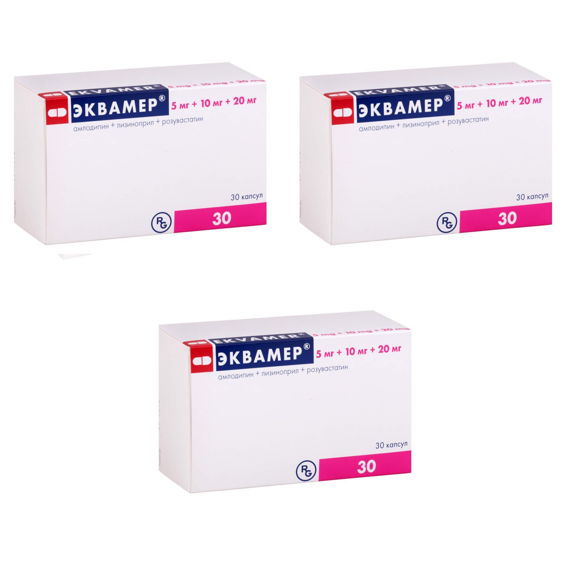 Изображение товара 3Х Эквамер капсулы 5мг+10мг+20мг 30шт для здоровья сердца