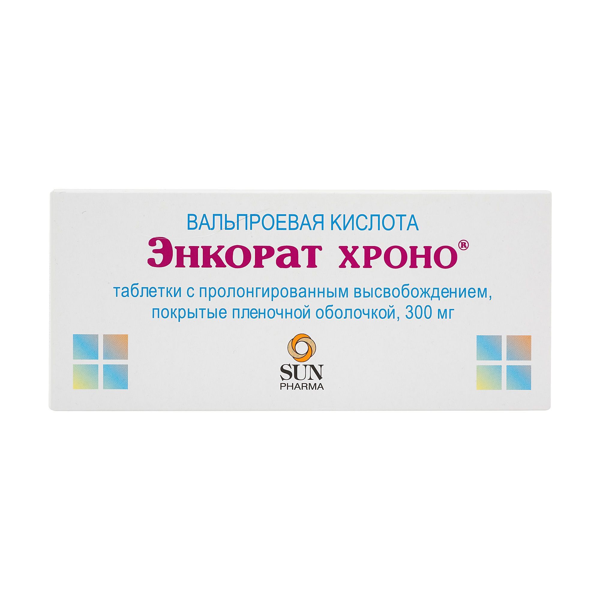 Изображение товара Энкорат хроно таблетки с пролонгированным высвобождением п/о плен. 300мг 30шт