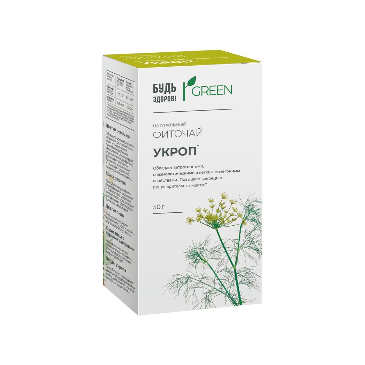 Изображение товара Фиточай плоды укропа Будь Здоров! 50 г натуральная БАД для ЖКТ и мочегонки