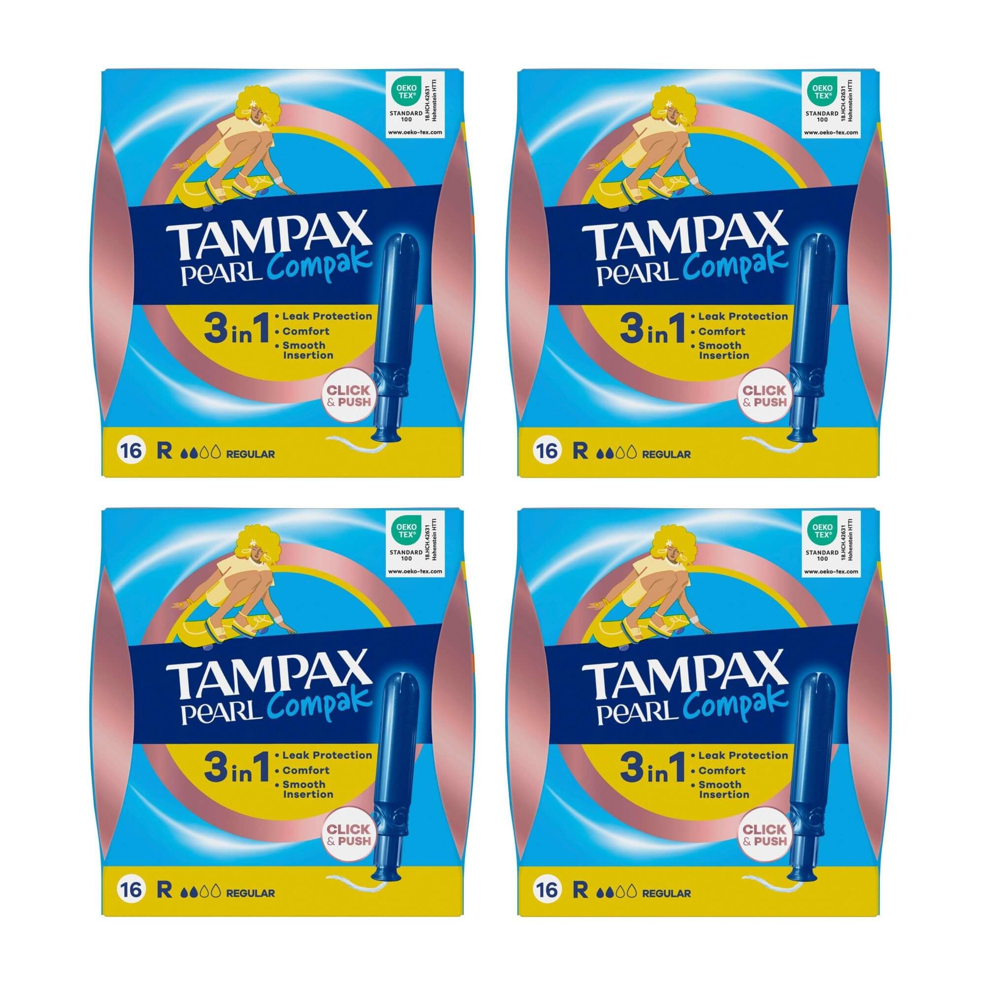 Изображение товара Гигиенические тампоны с аппликатором Regular Compak Pearl Tampax 16 шт