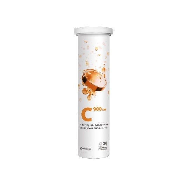 Изображение товара Витамин С 900 мг апельсин шипучие таблетки Витатека 20 шт