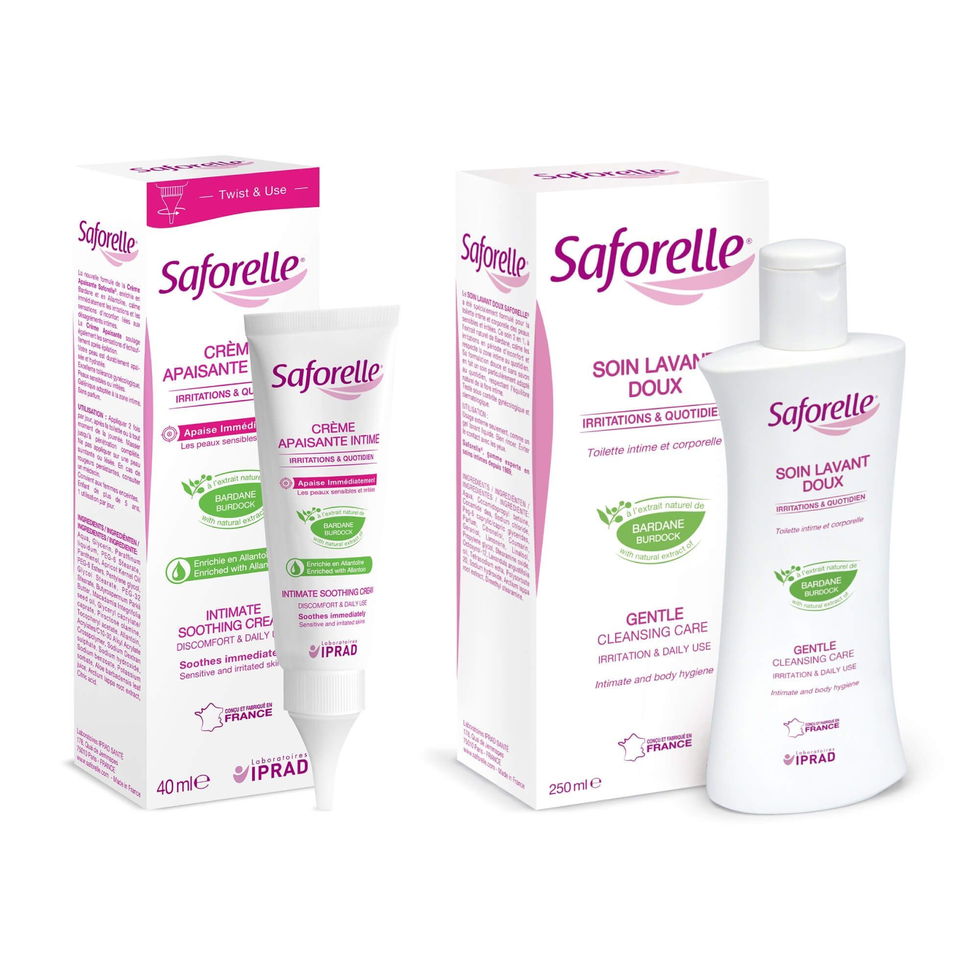 Изображение товара Набор 1X Крем-эмолент для интимной зоны увлажняющий Saforelle/Сафорель фл. 40мл + 1X Гель для интимной гигиены бережное очищение Saforelle/Сафорель 250мл