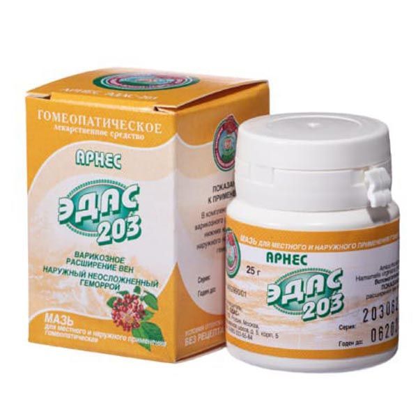 Изображение товара Мазь гомеопатическая против варикоза и геморроя Эдас-203 Арнес 25 г