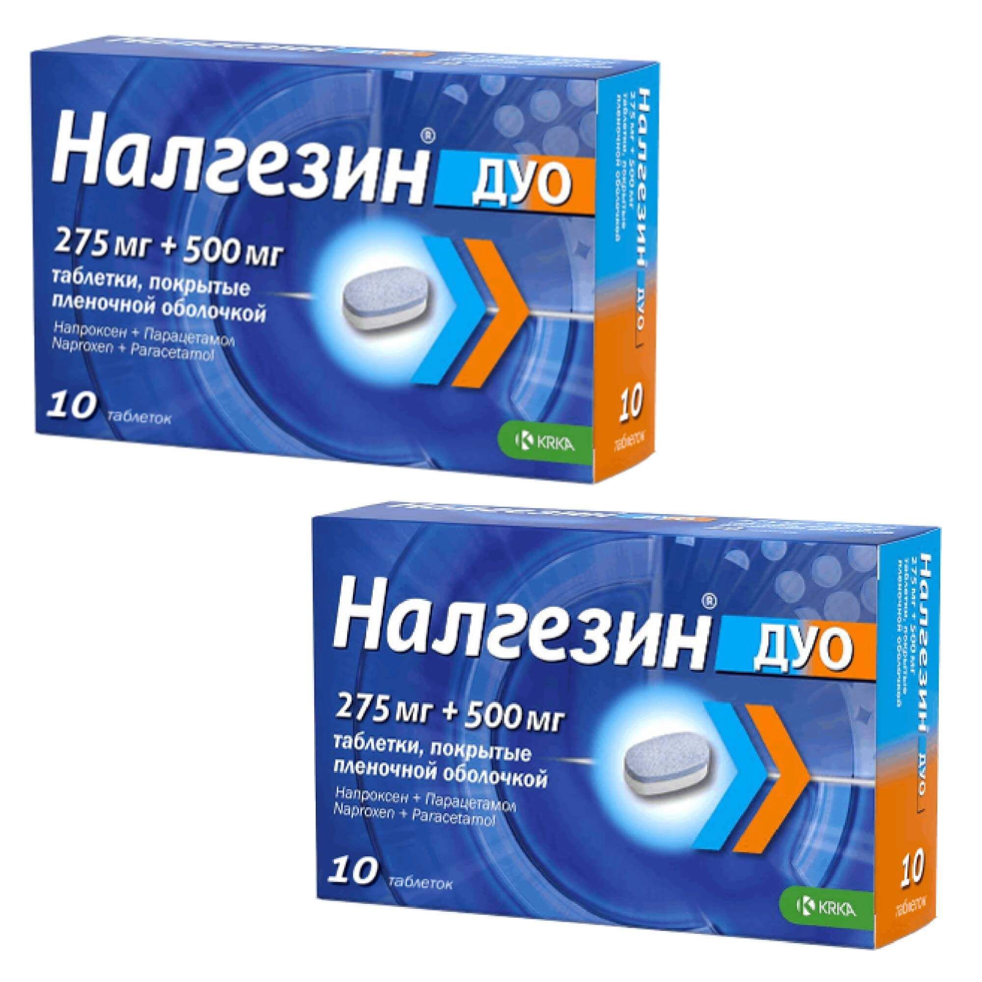 Изображение товара 2Х Налгезин Дуо таблетки, покрытые пленочной оболочкой 275мг+500мг 10шт