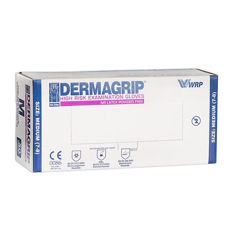 Изображение товара Несстерильные сверхпрочные латексные перчатки Dermagrip High Risk 50 шт
