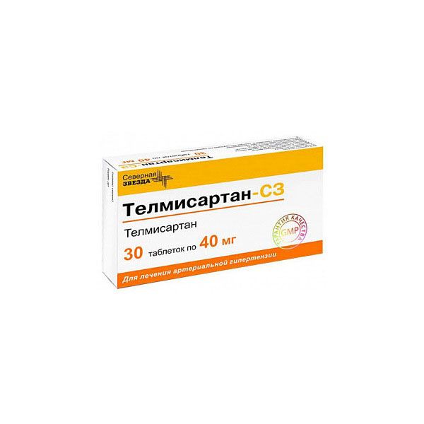 Изображение товара Телмисартан-СЗ таблетки 40мг 30шт для контроля гипертензии