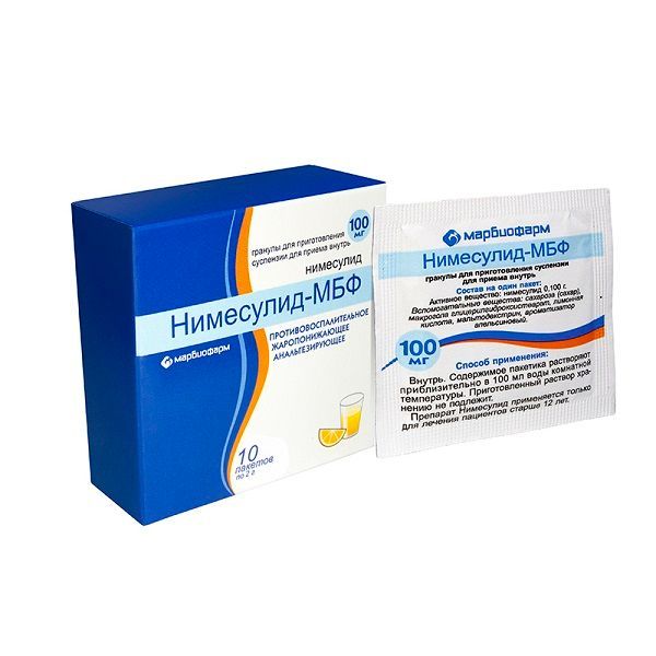 Изображение товара Нимесулид-МБФ гранулы для суспензии 100 мг 10 шт для лечения боли и воспаления