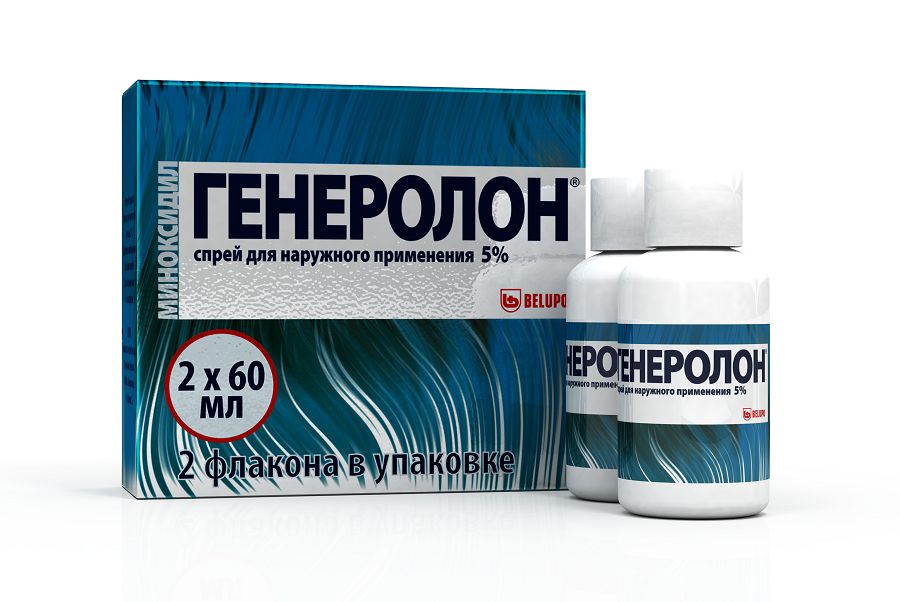 Изображение товара Генеролон спрей 5% для наружного применения 60 мл, лечение алопеции