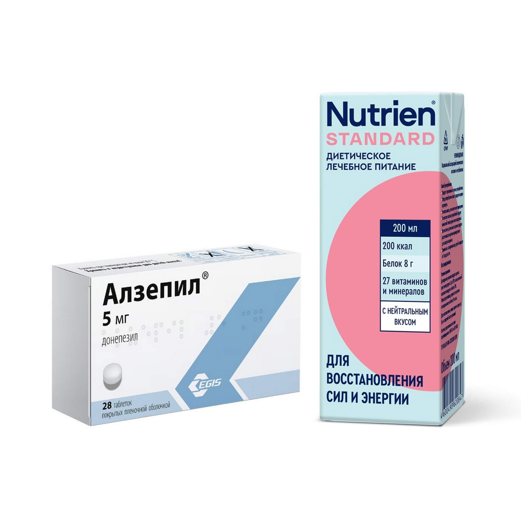 Изображение товара 1X Алзепил таб. п/о плён. 5мг №28 + 1X НУТРИЭН Стандарт продукт стерилизованный специализированный д/диетического и лечебного питания с нейтральным вкусом 200мл